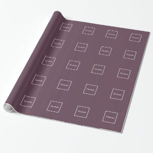 Aubergine Eggplant White Framed Initial Monogram Wrapping Paper