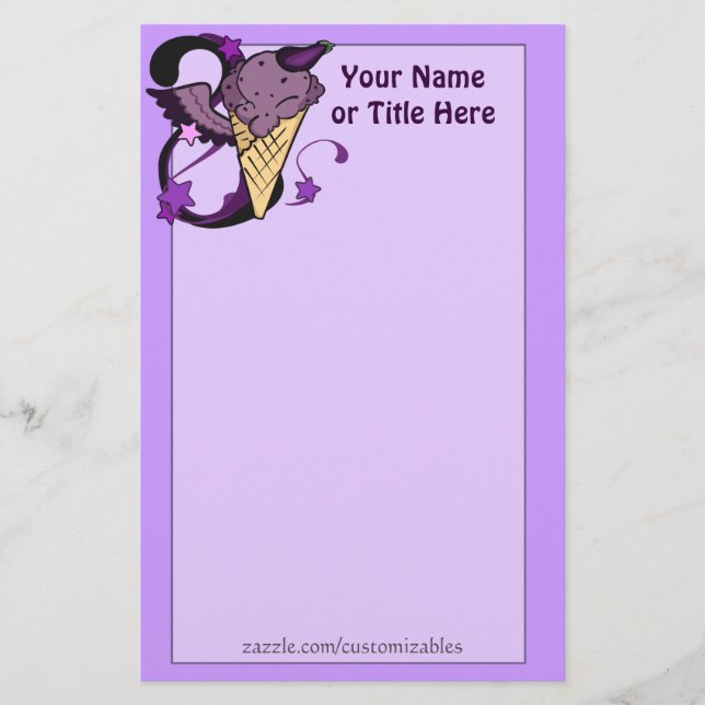 Aubergine Ice Cream Stationery (Front)