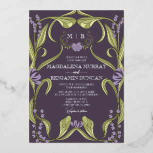 Aubergine Lilac Purple Art Nouveau Floral Wedding