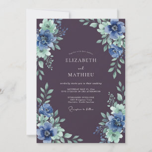 Aubergine Moody Winter Wedding Invitation