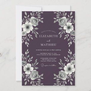 Aubergine Ornate Winter Wedding Invitation