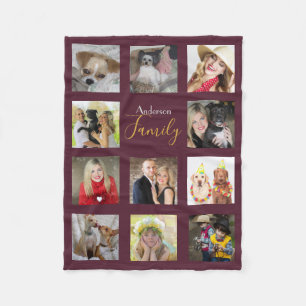 Aubergine Photo Blanket Collage Instagram Gold
