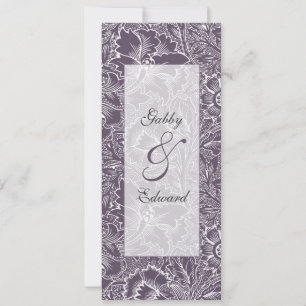 Aubergine Purple Vintage Long Wedding Invitation