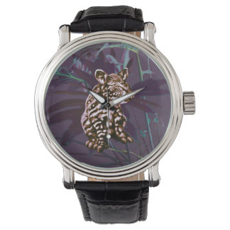 Aubergine tapir floral watch