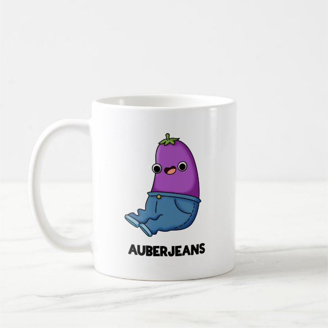 Auberjeans Funny Aubergine Pun  Coffee Mug (Left)