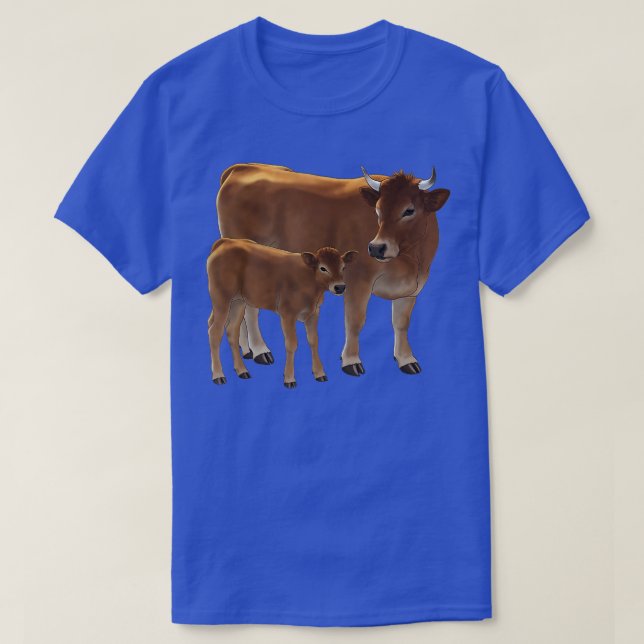 Aubrac or Jersey Brown Cow  Cute Calf Cattle Ranch T-Shirt (Design Front)