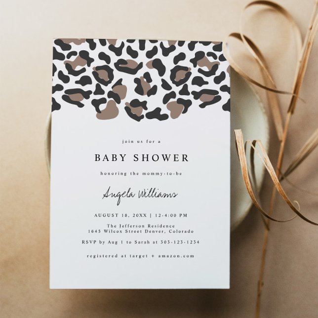 AUBREE Bohemian Leopard Print Baby Shower Invitation (Creator Uploaded)