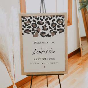 AUBREE Boho Leopard Print Baby Shower Welcome