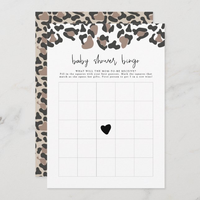 AUBREE Leopard Print Safari Baby Shower Bingo Game Invitation (Front/Back)