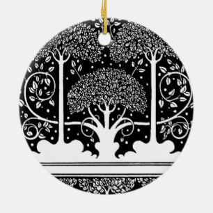 Aubrey Beardsley Art Nouveau Tree Pattern Print Ceramic Tree Decoration