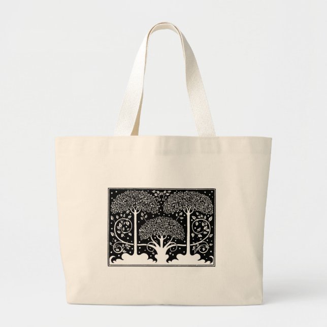 Aubrey Beardsley Art Nouveau Tree Pattern Print Large Tote Bag (Front)