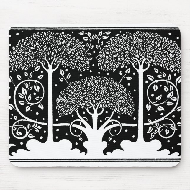 Aubrey Beardsley Art Nouveau Tree Pattern Print Mouse Pad (Front)