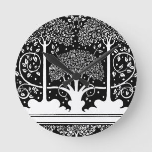 Aubrey Beardsley Art Nouveau Tree Pattern Print Round Clock