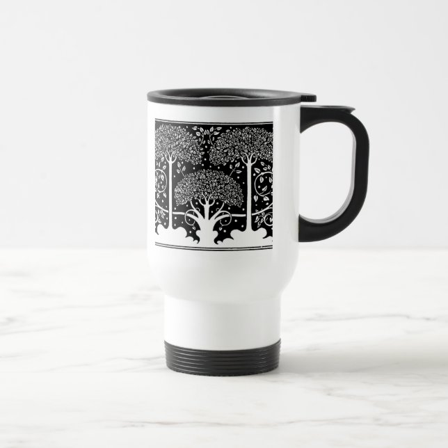Aubrey Beardsley Art Nouveau Tree Pattern Print Travel Mug (Right)