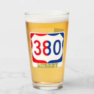 Aubrey, Texas, & US 380, Pint Glass