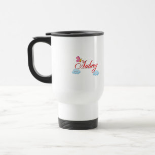 Aubrey with butterfly and clouds travel mug