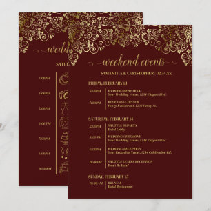 Auburn Brown & Gold Wedding Events & Timeline Programme