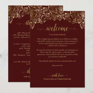 Auburn Brown & Gold Wedding Welcome & Itinerary Programme