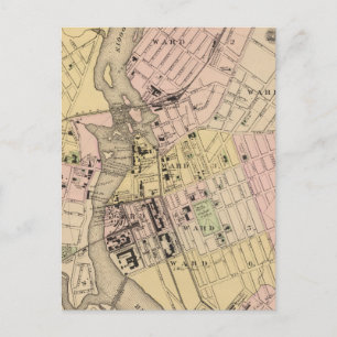 Auburn, Lewiston Map Postcard