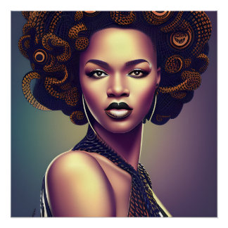 Auburn Queen Orange Brown Hair Black Melanin Afro Poster
