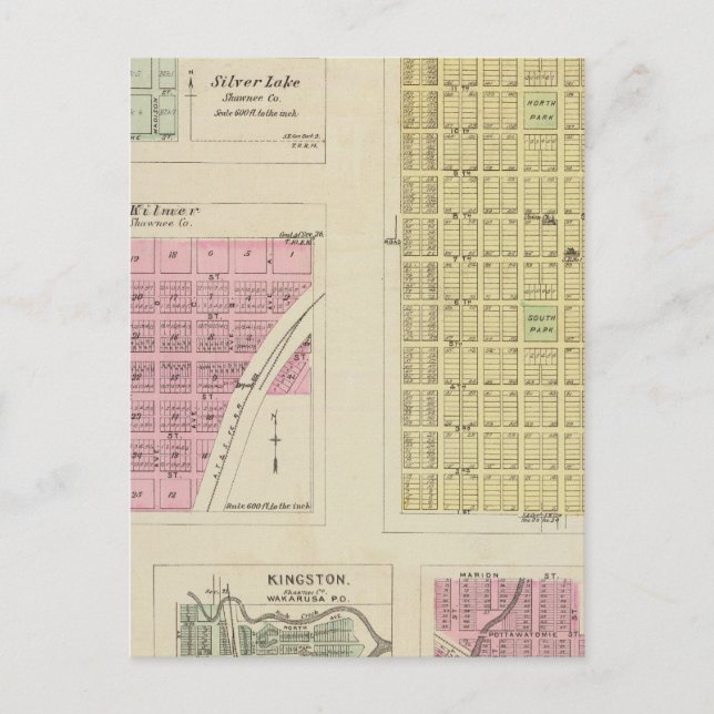 Auburn, Silver Lake, Kilmer, and Richland, Kansas Postcard (Front)