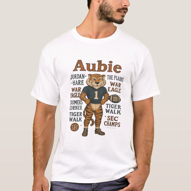 Auburn Tigers Aubie Mascot T-Shirt - Vintage Aubur (Front)