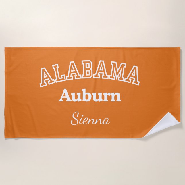 Auburn University Personalised Beach Towel (Front)
