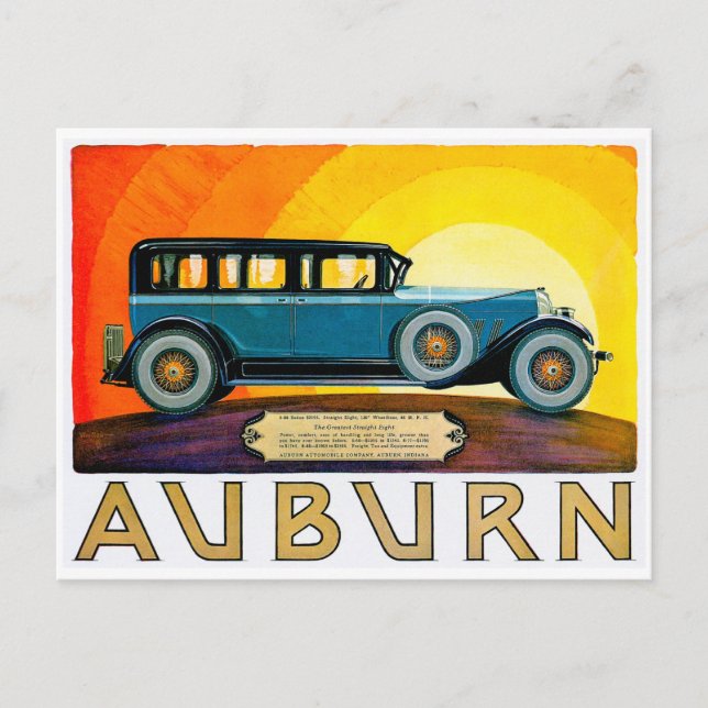 Auburn ~ Vintage Motor Car Advertisement Postcard (Front)