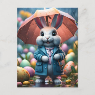 Auch im Regen werden Ostereier versteckt Holiday Postcard