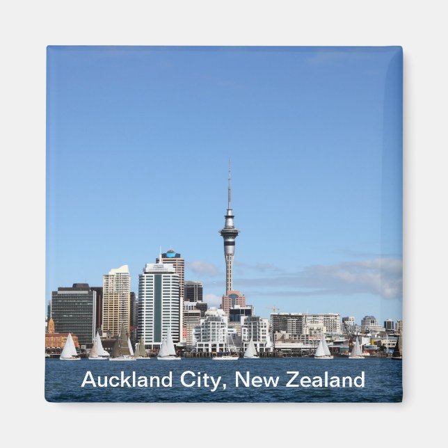 Auckland City, New Zealand by Day Magnet (Front)