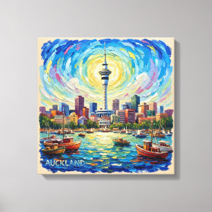 Auckland Harbour Skyline Radiance Canvas Art
