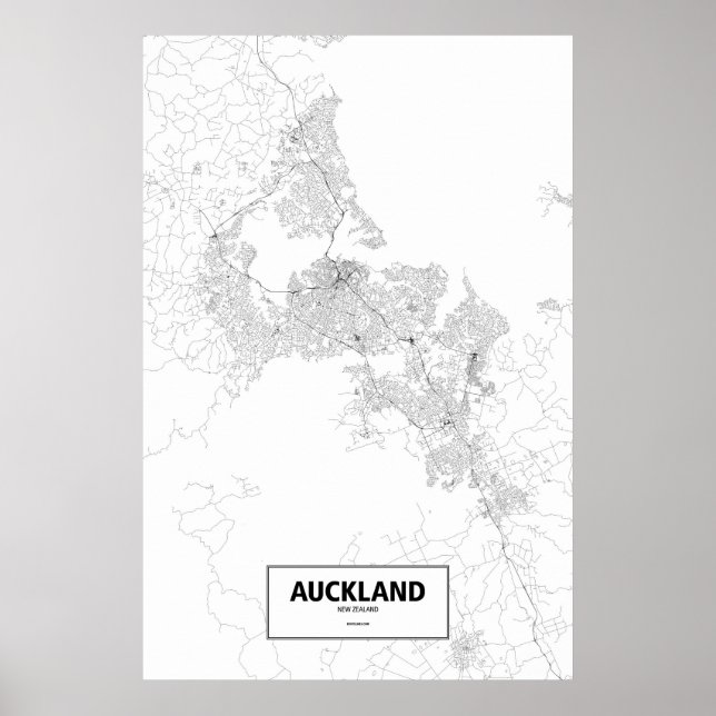 Auckland, New Zealand (black on white) Poster (Front)