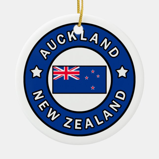 Auckland New Zealand Ceramic Tree Decoration (Front)