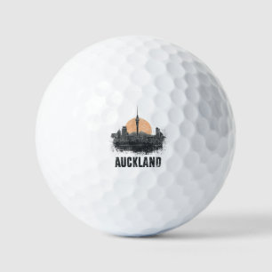Auckland New Zealand City Skyline Vintage Travel Golf Balls