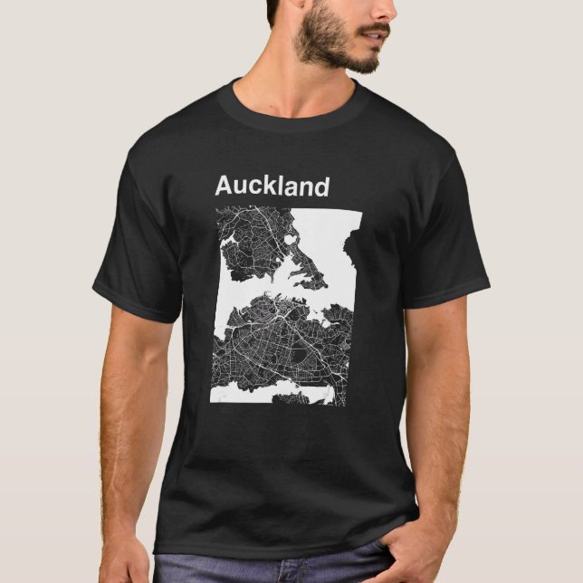 Auckland New Zealand Classic City Map Graphic T-Shirt (Front)