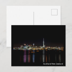 Auckland New Zealand Night Skyline Postcard
