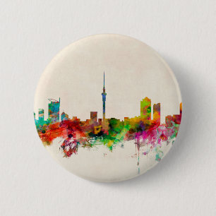 Auckland New Zealand Skyline 6 Cm Round Badge