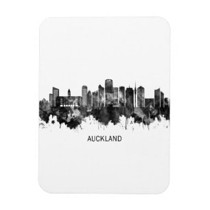 Auckland New Zealand Skyline BW Magnet