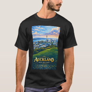 Auckland New Zealand Skyline Illustration Travel T-Shirt