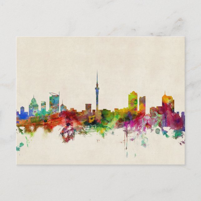 Auckland New Zealand Skyline Postcard (Front)