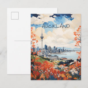 Auckland New Zealand Travel Art City Aesthetic Postcard