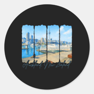 Auckland New Zealand Traveling Brushstroke Aucklan Classic Round Sticker