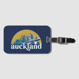 Auckland New Zealand Vintage City Skyline Luggage Tag