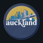 Auckland New Zealand Vintage City Skyline Magnet<br><div class="desc">Vintage and retro city design with beautiful skyline, tourist attraction and cityscape art. Cool skyscraper and building silhouette illustration merchandise for tourist and traveler. Perfect as souvenir to bring back home when travelling all around the world. Save the memory of your travel and vacation with family and friends. Background color...</div>