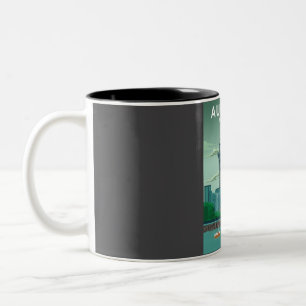 Auckland New Zealand Vintage Minimal Retro Travel  Two-Tone Coffee Mug