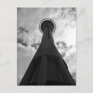 Auckland NZ Sky BW Postcard