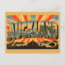 Auckland Sky Tower Harbour Volcanoes Vintage 
