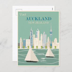 Auckland vintage poster holiday postcard