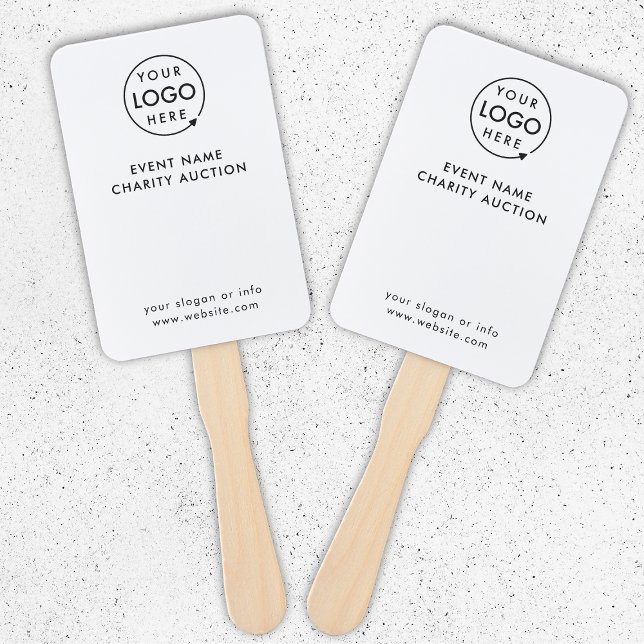 Auction Paddle | Charity Event Bid Modern Logo Hand Fan (Company branded professional charity auction paddles for fundraiders & auction dinner bidding. )