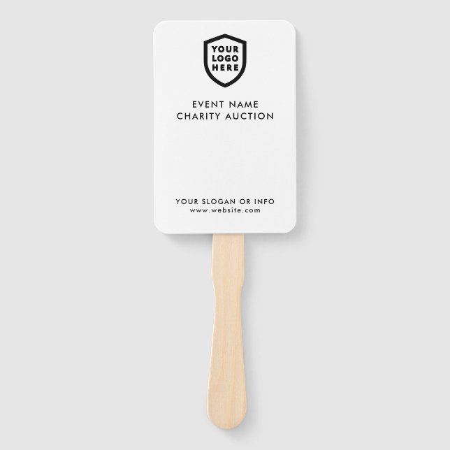 Auction Paddle | Charity Event Bid Modern Logo Hand Fan (Front)
